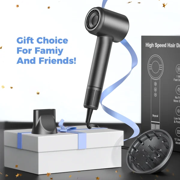 Hair Dryer, Negative Ionic Blow Dryer 120000 RPM Brushless Motor 40M/S Fast Drying High-Speed Low Noise Thermo-Control Hairdryer - Image 5