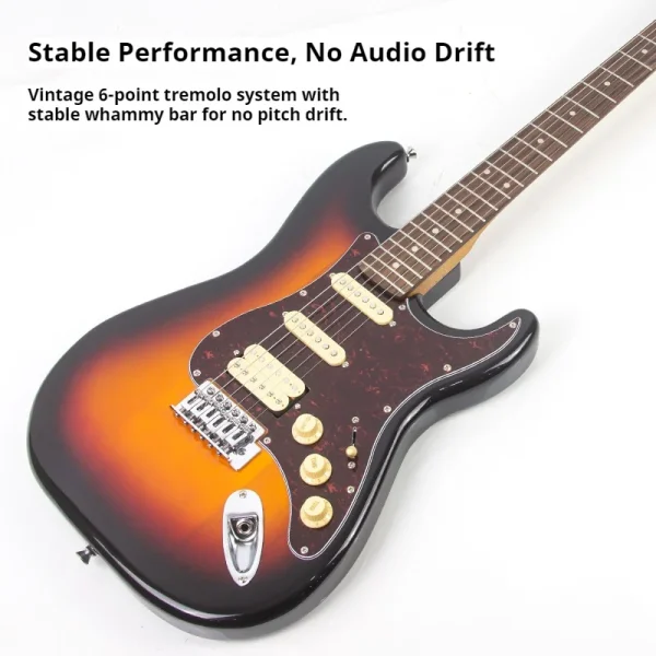 39 Inch ST Electric Guitar Classic Solid Wood Beginner Guitar With Single Coil Humbucker Pickups Rock Guitar Versatile Tone - Image 3
