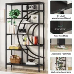 Tribesigns 71 inches Geometric Bookcase, 8-Tiers Bookshelves, Rustic Bookcase with Metal Frame, Freestanding Open Shelving - Image 5