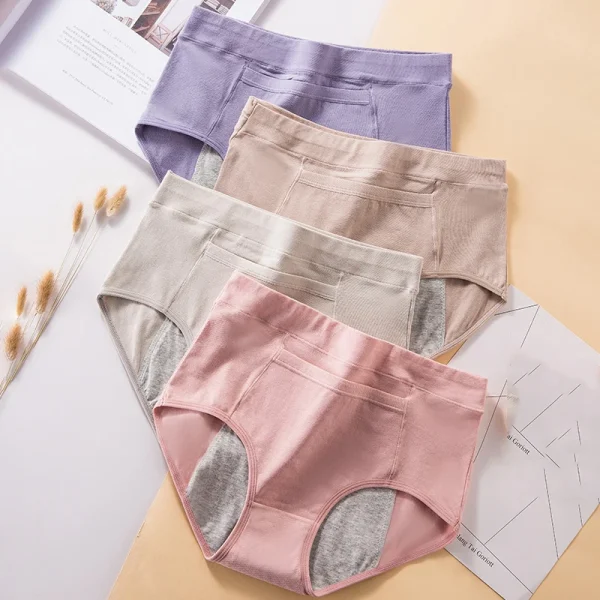 4Pcs Women's Menstrual Panties Physiological Pants Leak Proof Underwear Ladies Period Panty High Waist Cotton Briefs Lingerie - Image 2