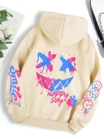 Happy Day Graffiti Print men&Women Hoodie Street Hip Hop Hoody Hoodies Clothes - Image 2