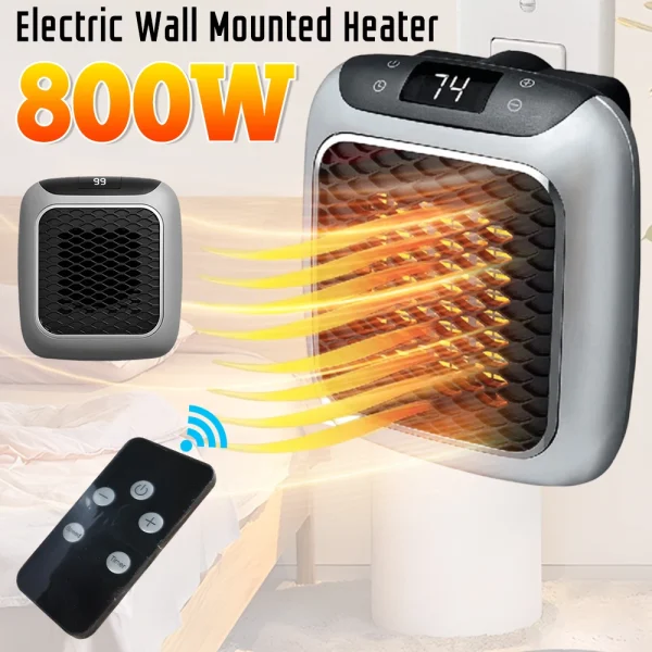 800W Portable Electric Heater Wall Outlet Small Space Heater with Adjustable Thermostat Room Heater Home Appliance Heating Stove - Image 3