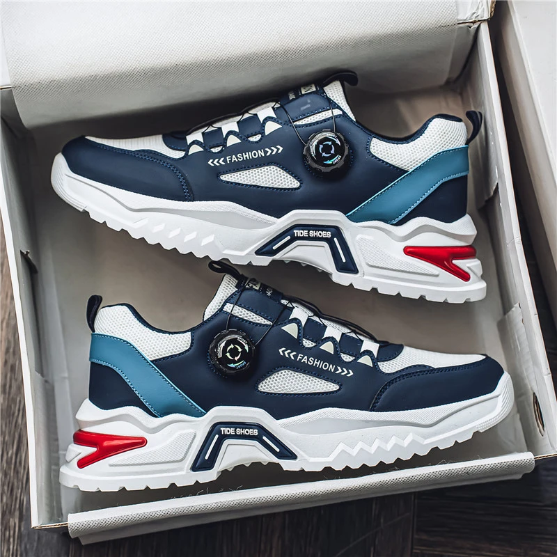 kf-S20bd576153ce4f66aa66223924491ec9D Men's Korean rotating buckle fashion casual sports shoes For Men four season soft soled non slip outdoor running shoes student sneakers - Image 1
