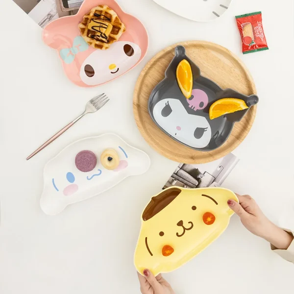 For Sanrio Dinner Plate for Kuromi Kids Anime Irregular Kawaii Ceramic Saucer Tableware Cute Fruit Plates Cartoon Snacks Tray - Image 3