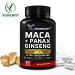 Xemenry Natural Maca Coffee Root Capsules - Contains Korean Panax Ginseng - Super Concentrated 20:1, Peruvian Maca Root 120 Capsules