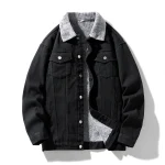 Winter Men's Fleece-Lined Denim Jacket Korean Fashion Windproof Warm Multi-Pocket Lapel Jacket Man High Street Vintage Jean Coat