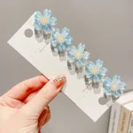 5PCS Sweet Sakura Baby Hairpins Kids Hair Clips Lovely Children Headwear Princess Barrette Girls Hair Accessories - Image 4