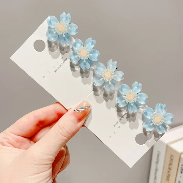 5PCS Sweet Sakura Baby Hairpins Kids Hair Clips Lovely Children Headwear Princess Barrette Girls Hair Accessories - Image 4