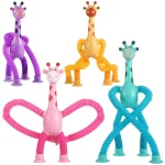 Children Suction Cup Toys Pop Tubes Stress Relief Telescopic Giraffe Hand Toys Sensory Bellows Toys Anti-stress Squeeze Toy Gift - Image 2