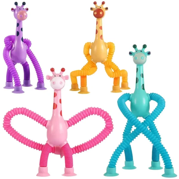Children Suction Cup Toys Pop Tubes Stress Relief Telescopic Giraffe Hand Toys Sensory Bellows Toys Anti-stress Squeeze Toy Gift - Image 2