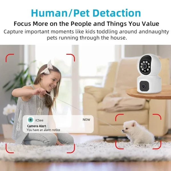 8MP 4K Wifi Camera Dual Lens Indoor Smart Home IP Camera Night Vision Two-way Audio Wireless PTZ Surveillance Baby Monitor CCTV - Image 2