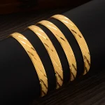 24k 65MM Dubai Wedding Bangles For Women Ethiopian Jewelry Gold Color Indian Bangles Bracelets Women Birthday Jewelry Gifts
