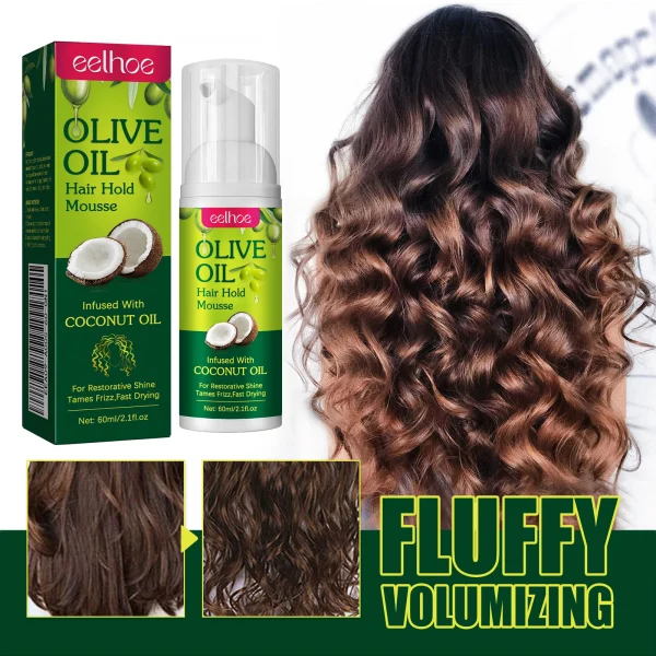 Olive Oil Hair Styling Mousse Long Lasting Styling Reduces Hair Frizz Prevents Hair Breakage Maintains Hair Curls Hold Mousse - Image 2