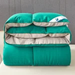 Fluffy Quilted Comforter Green&Grey Goose Down Like Duvet Lightweight Warm Winter/Autumn/Spring Full Thick Blanket Quilt Code - Image 3