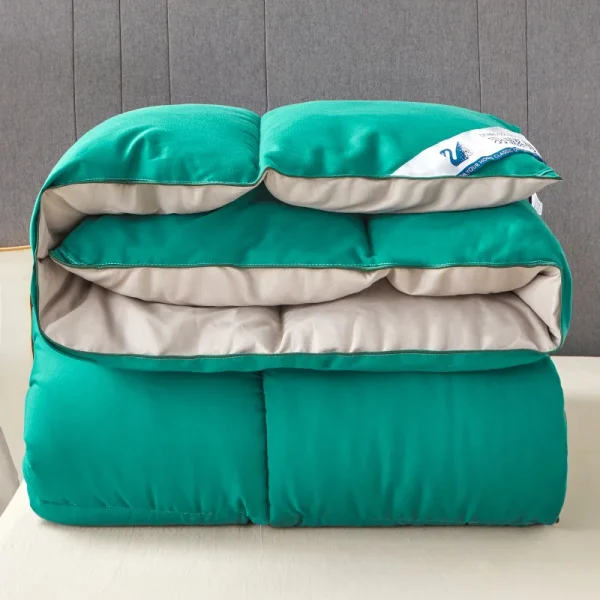Fluffy Quilted Comforter Green&Grey Goose Down Like Duvet Lightweight Warm Winter/Autumn/Spring Full Thick Blanket Quilt Code - Image 3