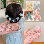 5PCS Sweet Sakura Baby Hairpins Kids Hair Clips Lovely Children Headwear Princess Barrette Girls Hair Accessories