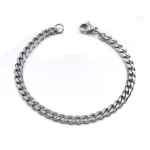 21cm Hot Trendy Cuban Chain Men Bracelet Classic Stainless Steel 3 5 7mm Width Chain Bracelet For Men Women Jewelry Party Gift - Image 2