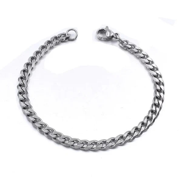 21cm Hot Trendy Cuban Chain Men Bracelet Classic Stainless Steel 3 5 7mm Width Chain Bracelet For Men Women Jewelry Party Gift - Image 2
