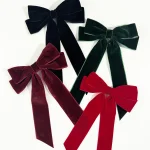 Vintage Velvet Bow Hairpins Barrette Hair Clip For Girls Wedding Long Ribbon Korean Hair Clip Hairgrip Accessories Christmas party hair - Image 2
