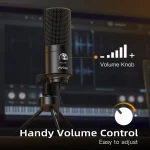 FIFINE USB Condenser Microphone with Gain Knob,Metal Recording Mic for Home Studio,Podcasting,Voice-over,Laptop,Windows -K669 - Image 3