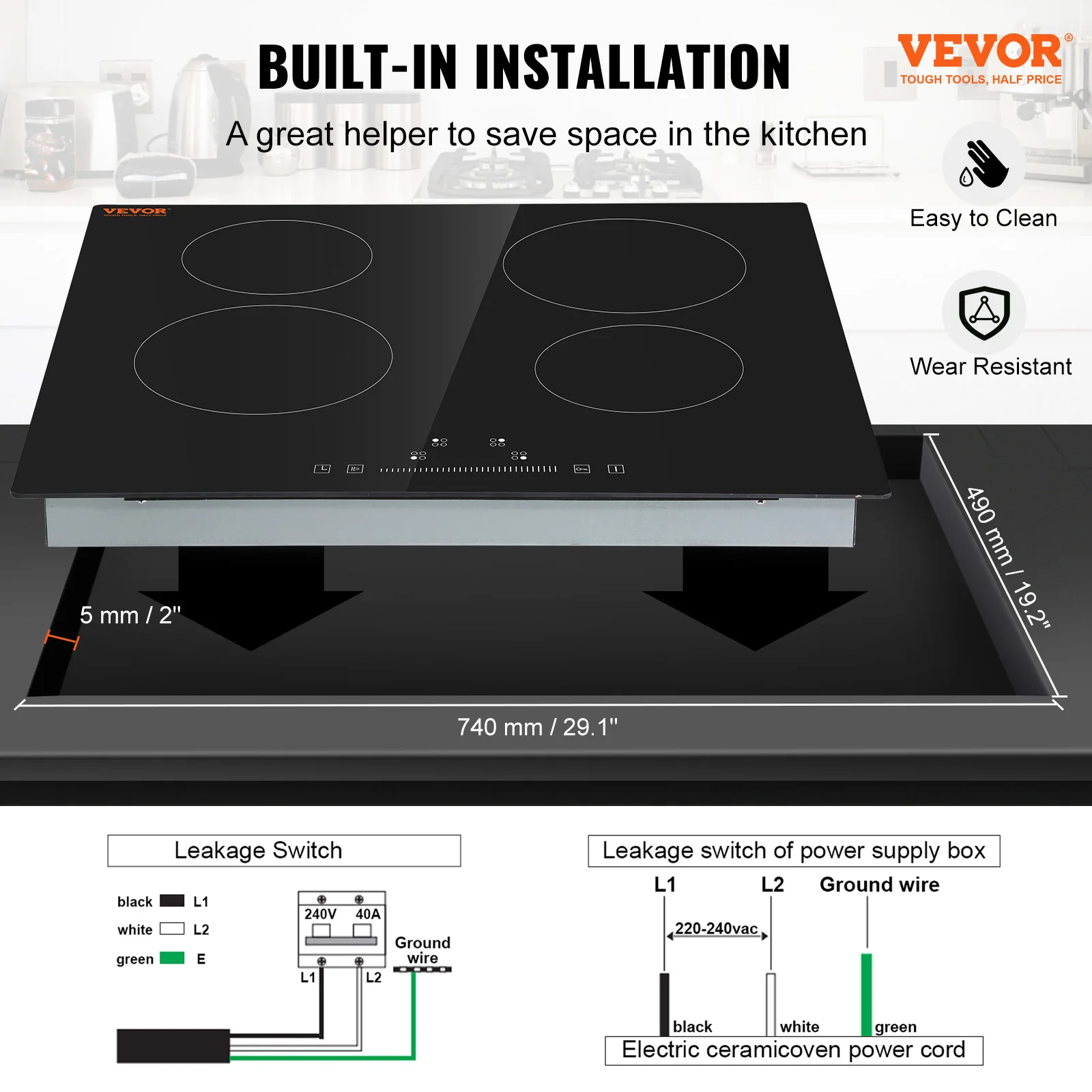 kf-S2c482a97dbf4407d8bf0c78bf2f021c6G SucceBuy 2/4/5 Burners Built-in Induction Cooktop Stove Top 12/24/30in Ceramic Glass Electric Cooktop For Household Commercial Cooking - Image 1