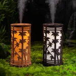 Bamboo-inspired humidifier with unique design, fine mist output, three ambient color night lights, and silent operation