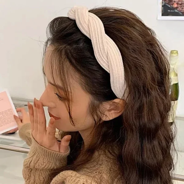 New Simple Wide Side Edge Fabric Hair Band Women Fashion Korean Retro Braided Headband Solid Knot Hoop Girls Hair Accessories - Image 2