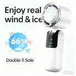 Handheld High Speed Cooling Fan 3600mAh Battery 9H Long Battery Life LED Display One Touch Cooling Foldable & NeckHanging Design - Image 2