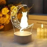 1PC Mooncat 3D night light, USB table Lamp, bedroom, living room atmosphere light, festival, birthday gift night light.