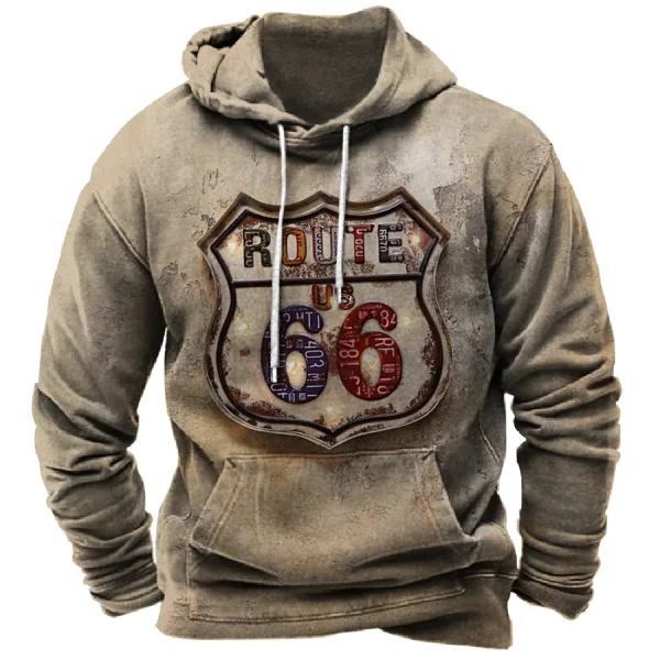Vintage Pullovers Hoodie Route 66 3d Print Hoodies Men Fashion Sweatshirts Sweats Men's Clothing Tracksuits - Image 2