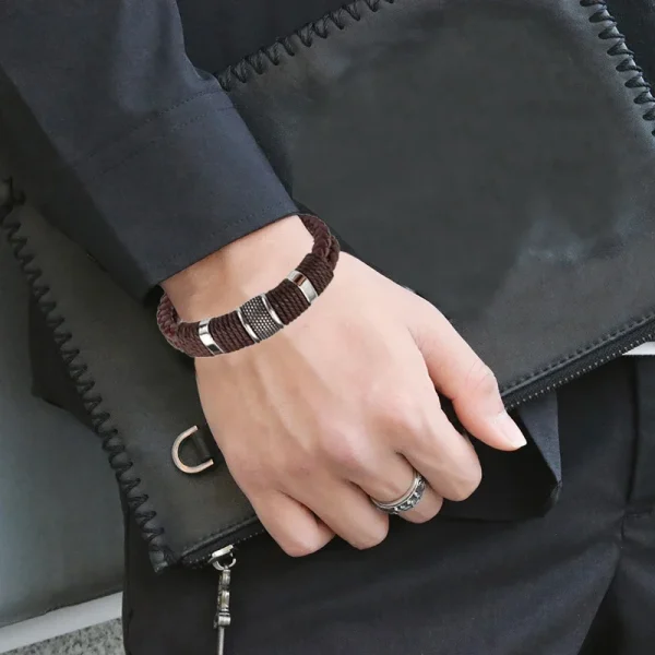 Luxury Vintage Multilayer Brown Leather Stainless Steel Men Bracelet Bead Bracelet Jewelry Male Wrist Bangle Christmas Gifts - Image 5