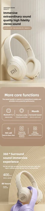 Xiaomi Over Ear HIFI Stereo M5 Headsets Wireless Bluetooth 5.3 Headphones Sports Gaming Earphones Support TF/AUX noise reduction - Image 4