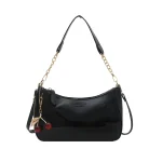 Fashion Retro PU Black Shoulder Crossbody Bag Crescent Bag Classic Cherry Pendant Design Women Armpit Bag Girls Festival Gifts - Image 2