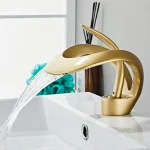 Golden/White Bathroom Basin Faucet Black Bathroom Faucet Brass Creative Grey Sink Mixer Tap Hot & Cold Waterfall Basin Faucet