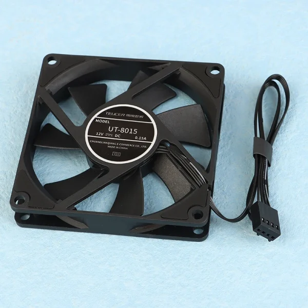 Teucer UT-8015 8CM Chassis Fan Slim 15mm Thinckness 12V/4Pin PWM Fluid Bearing 1200-3000rpm PC Case Cooling Ventilator - Image 2