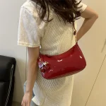 Fashion Retro PU Black Shoulder Crossbody Bag Crescent Bag Classic Cherry Pendant Design Women Armpit Bag Girls Festival Gifts