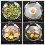 316 Stainless Steel Frying Pan 20cm Uncoated Wok Pan Non Stick Pots Household Cooking Pot Kitchen Cookware Steak Frying pan - Image 5