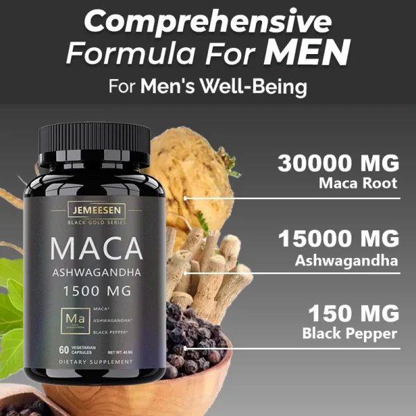 JEMEESEN - Male Enhancing Supplement - 500 mg Ashwagandha 1000 mg Maca Coffee Root - Stamina & Energy, Men's Overall Quality - Image 2