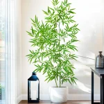 Artificial Green Bamboo Leaves, Fake Branch Plants, Suitable for Home, Hotel, Commercial Office Decoration