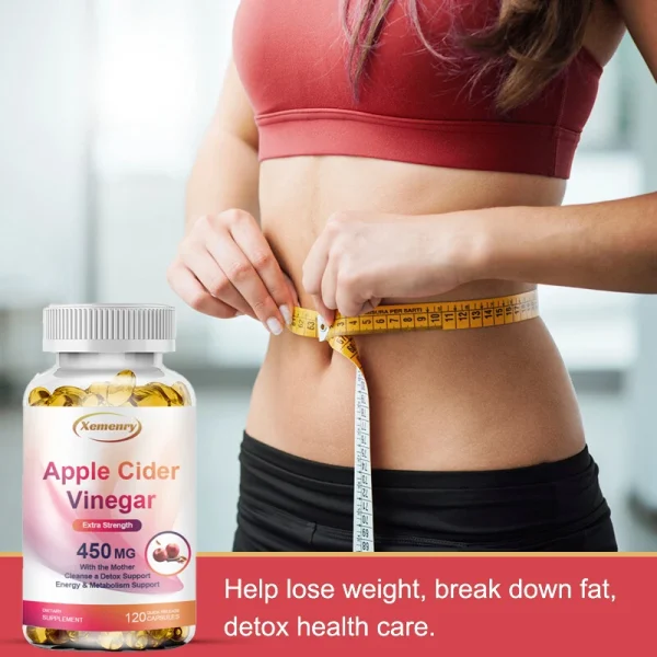Apple Cider Vinegar Capsules 450mg - Digestive Health Support Relieves Bloating and Constipation Burns Fat and Controls Weight - Image 4
