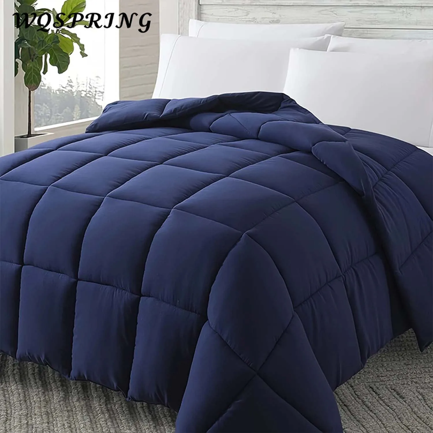 kf-S42874db96f70478ebda099c12e95dec9L WQSPRING Soft Down Duvet All Season Hypoallergenic Breathable Comforter with Corner Tabs Lightweight Hotel Bedding - Image 1