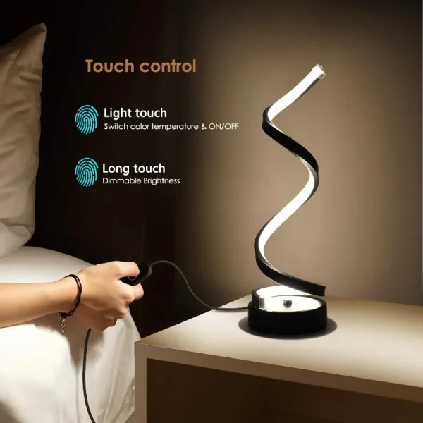 Classic Creative Spiral LED Table Lamp, Modern Minimalist Dimmable Spiral Table Lamp, Adjustable Arm, Soft Light, Multifunction - Image 3
