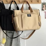 Urban Minimalist Female Student Large Capacity Commuting Horizontal Canvas Single Shoulder Diagonal Cross Portable Tote Bag - Image 3