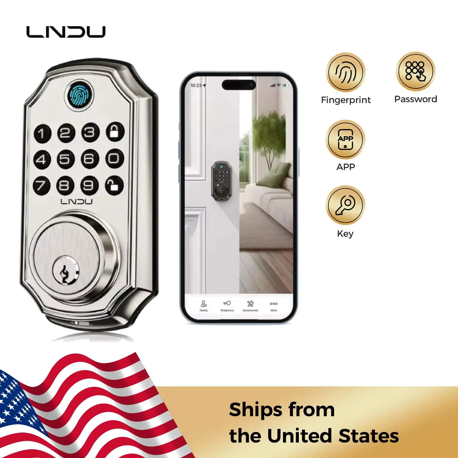 kf-S46703cc0c71b4583ad77d60c0ce4e777o LNDU Smart Door Lock D280L Fingerprint Lock&Keypad Combination Lock All-in-One Intelligent Door Lock Waterproof Door Locks - Image 1