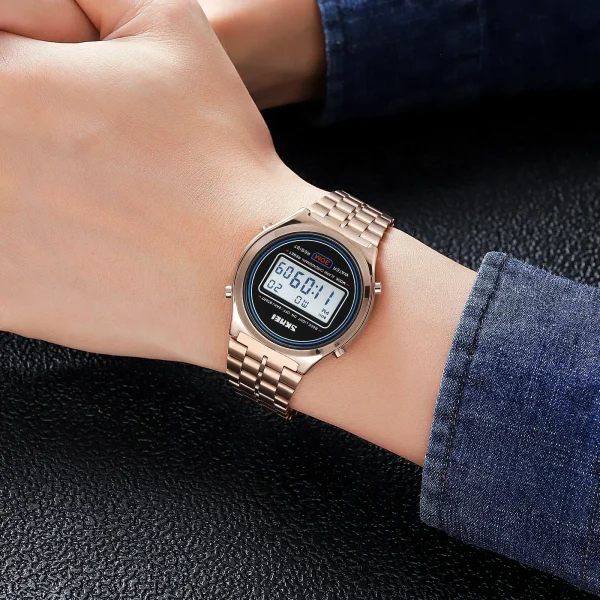 SKMEI 2146 Stainless Steel Men Waterproof Date Alarm Wriswatch reloj hombre Back Light Display Stopwatch Digital Watch - Image 3