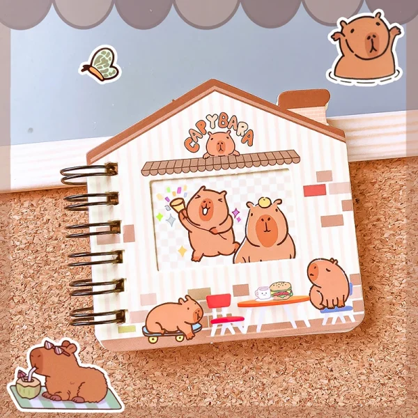 kawaii Stationery office supplies Portable mini notebook cute capybara journal Diary school notebooks for kid Notepads for notes - Image 5