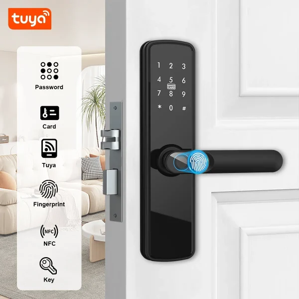 TUYA Fingerprint Door Lock WIFI Keyless Smart Electronic Lock NFC Keypad APP Password KEY Reversible Handle For Home office - Image 3