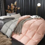 goose down comforter winter 5kg 4kg 3kg duvets edredones down quilt blankets thick duvet pink and grey blue Beige bed chunky - Image 4