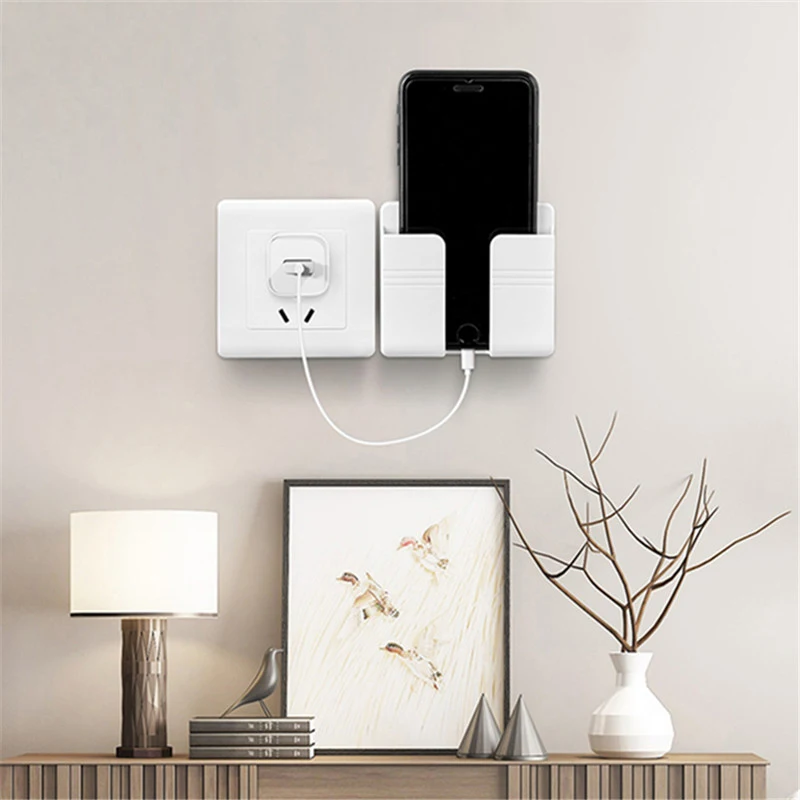 kf-S494c61baab244268abcfd9e2b04f159dN 1-8pcs Wall Mounted Mobile Phone Holder Universal Cell Charge Storage Box Remote Control Hanging Stand TV Remote Control Bracket - Image 1
