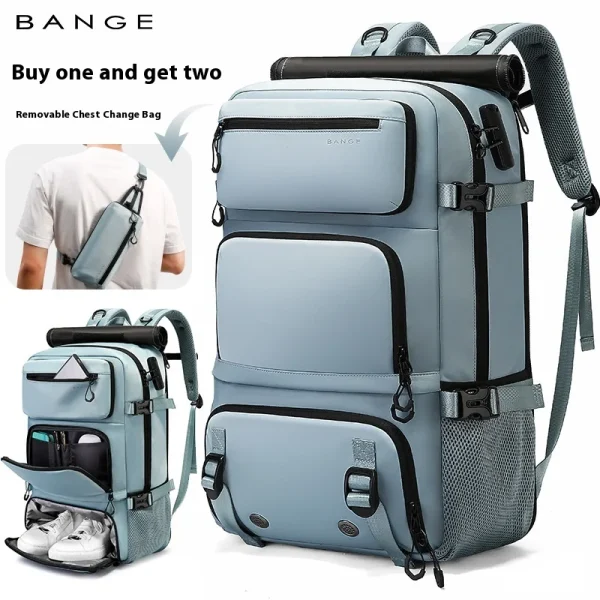 BANGE Expandable Men's Backpack Waterproof 17.3 in Laptop Backpack Man Large Capacity Hiking Travel Bag Male Backpacks for Men - Image 2